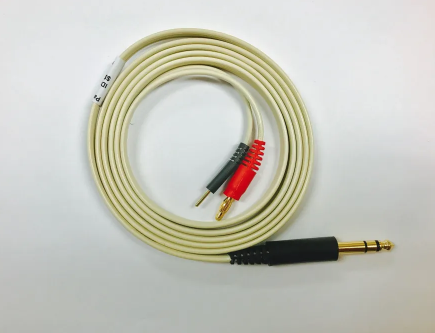 W62 - Gold "Combo" 1/4" Stereo Plug To 1 Gold Pin/Banana Combo Ends Black-Red/Black - Dynatronic Compatible