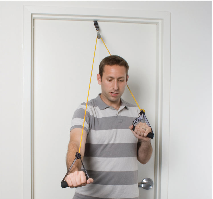 CanDo shoulder pulley with exercise tubing and handles