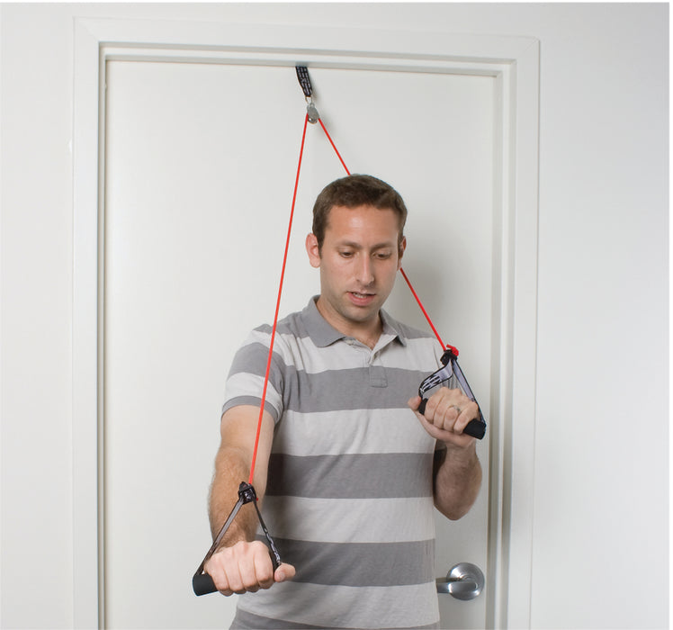 CanDo shoulder pulley with exercise tubing and handles