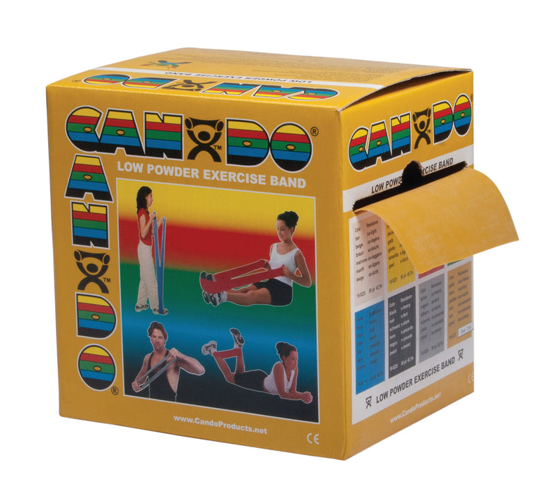 CanDo Low Powder Exercise Band Rolls - 150' Dispenser Box (50 yds)