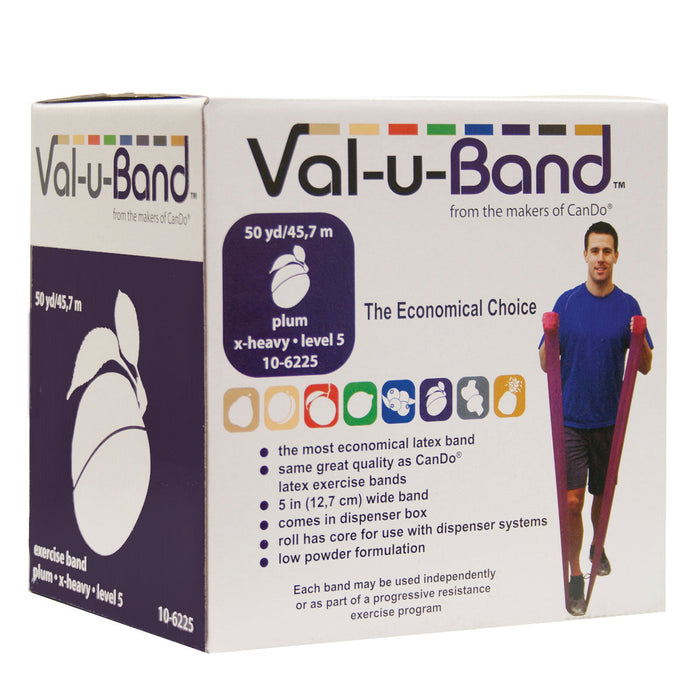 Val-u-Band Low Powder Exercise Band Rolls - 150' Dispenser Box (50 yds)