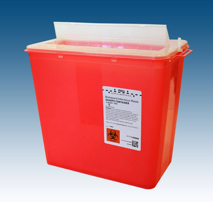 Sharps Container, Red, 8 qt, Horizontal Entry (4447585435761)