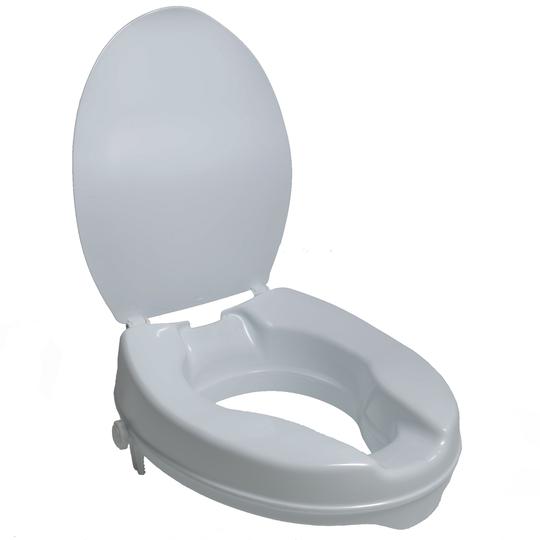 Airway 2" Raised Toilet Seat With Lid. Fits Round & Elongated Bowl