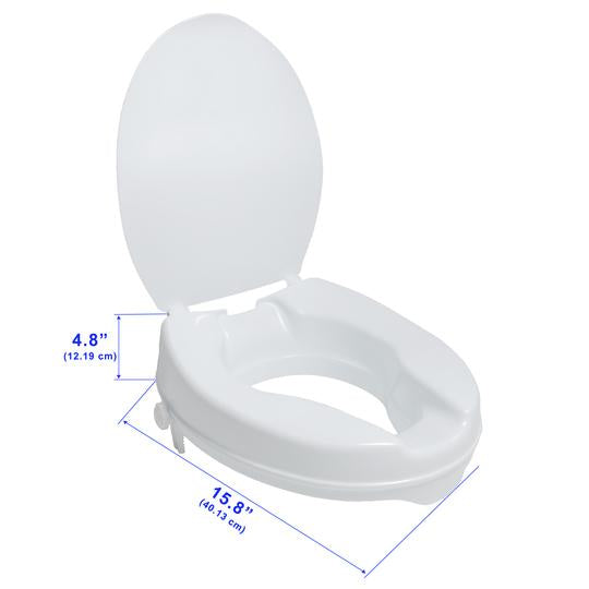 Airway 2" Raised Toilet Seat With Lid. Fits Round & Elongated Bowl