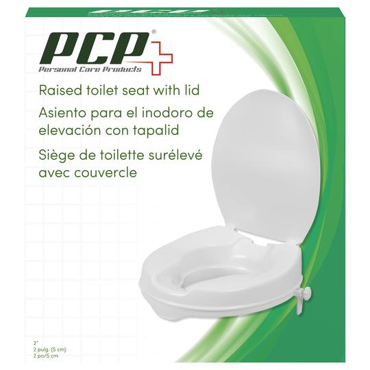 Airway 2" Raised Toilet Seat With Lid. Fits Round & Elongated Bowl